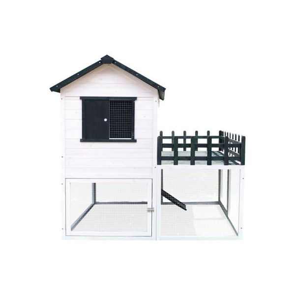 Almo Fulfillment Services Hanover Elevated Wooden Chicken Coop with Ramp, Planting Area, Wire Mesh Run, Waterproof Roof HANCC0102-WHT - main